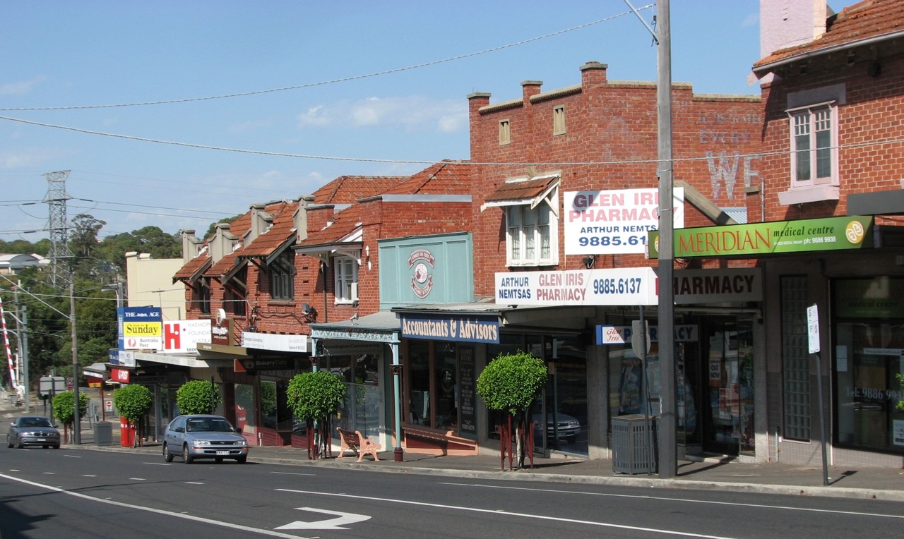 Glen Iris, VIC, Federation shopfronts along a suburban street