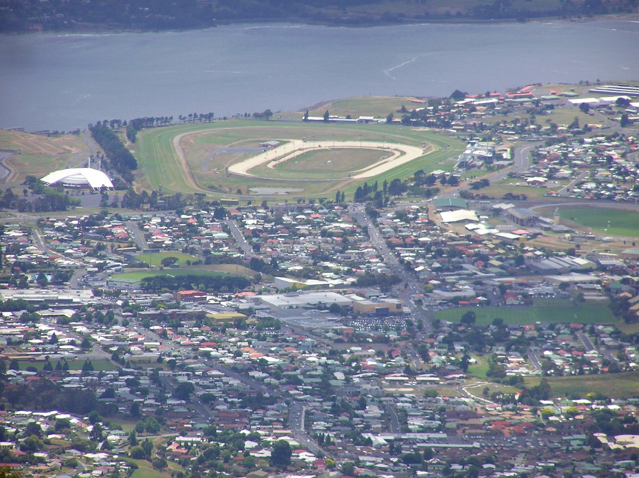 Glenorchy, TAS, Aerial view of Derwent Entertainment Centre and racecourse