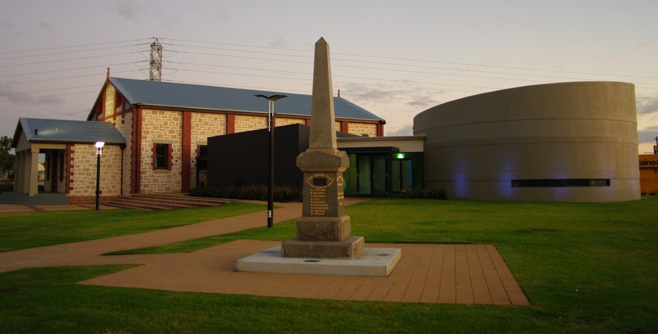 Hamilton Hill, WA, War memorial outside round modern building
