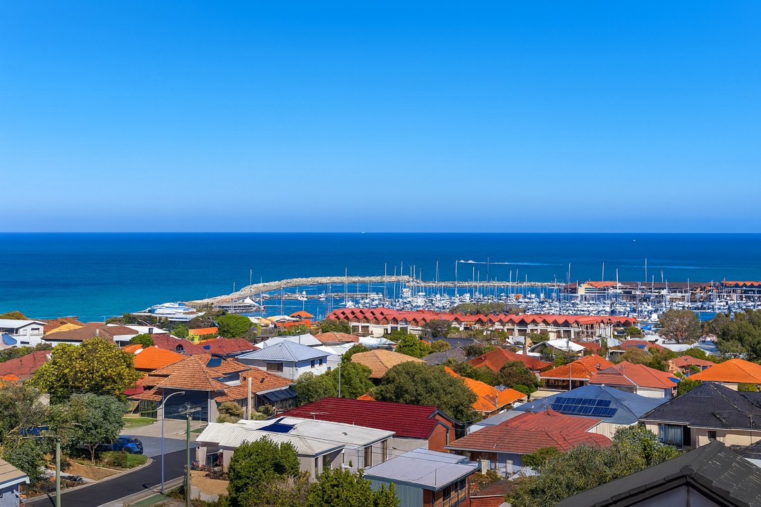 Hillarys, WA, Harbour with yachts and ocean in background