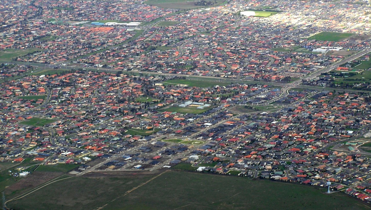 Hillside, VIC, Aerial view of suburban residential area