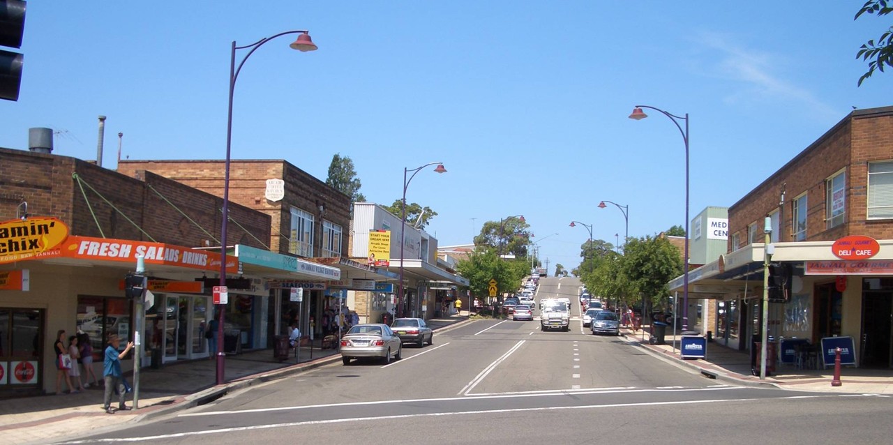 Jannali, NSW, Shops lining a busy suburban street