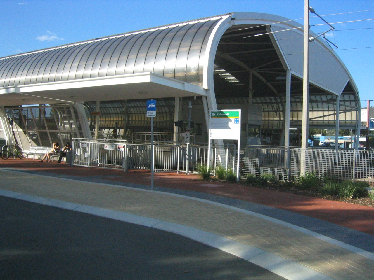 Kelmscott, WA, Modern train station with curved metal roof