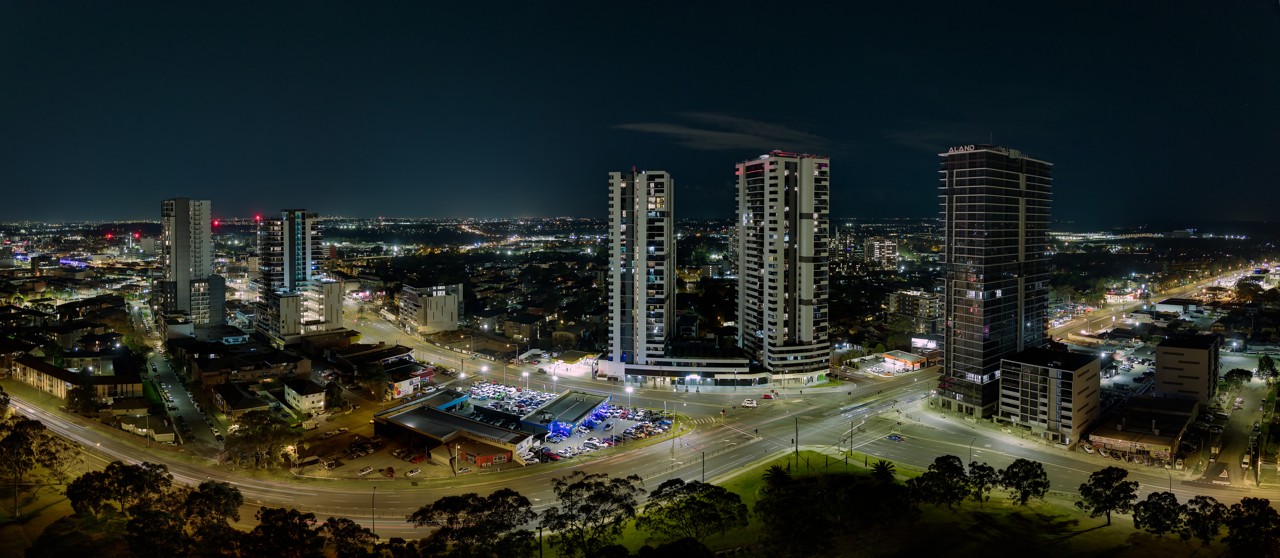 Liverpool, NSW, Skyline with buildings and nightlife ambiance