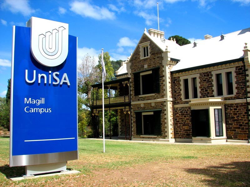 Magill, SA, UniSA Magill Campus sign and historic building