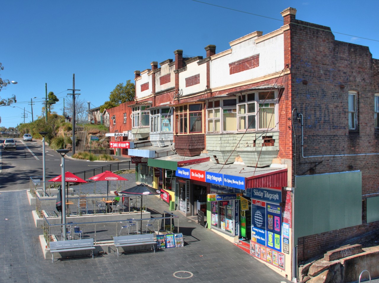 Meadowbank, NSW, Federation shopfronts on a quiet street