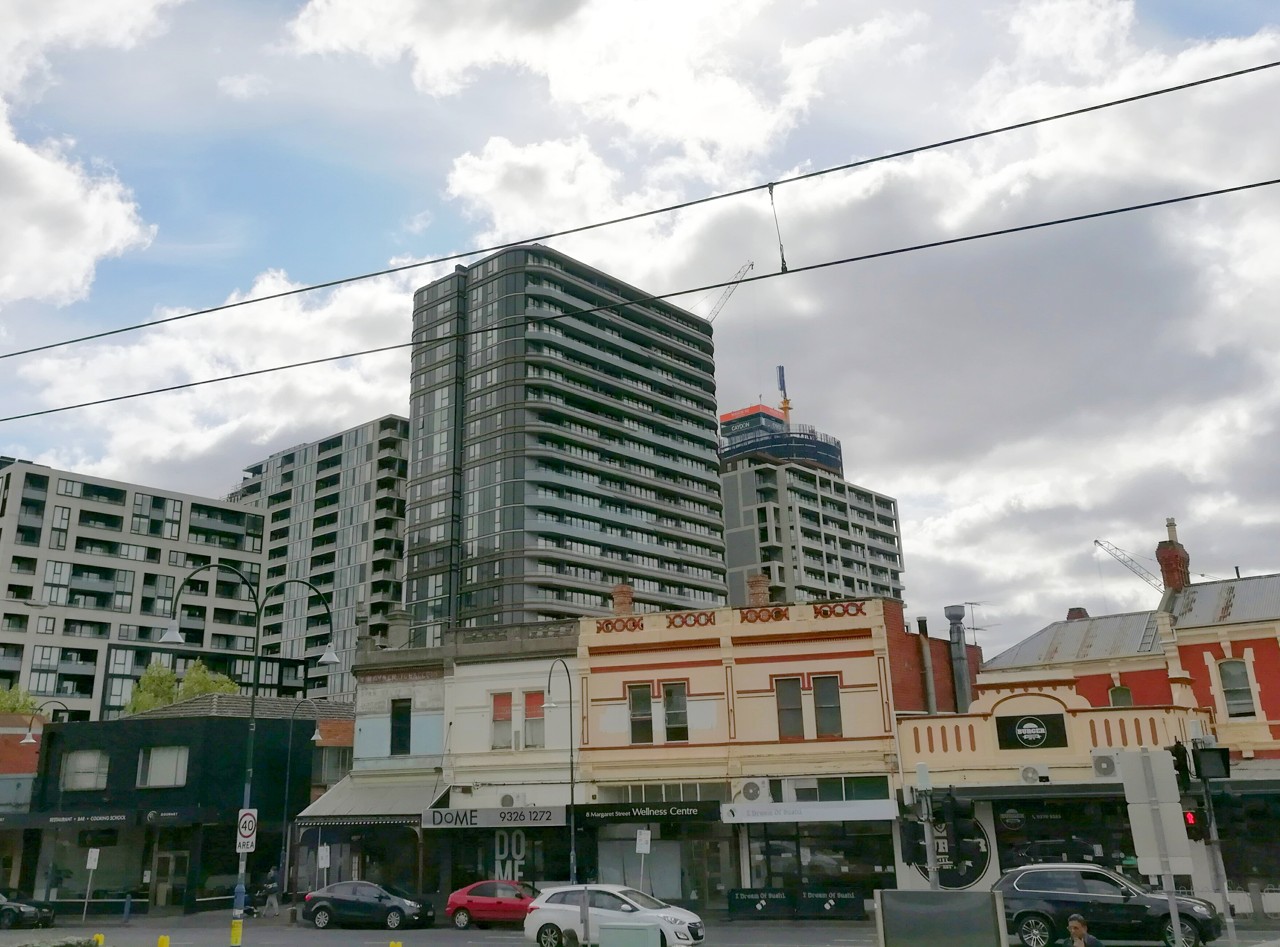 Moonee Ponds, VIC — Historical shopfronts and modern buildings on Puckle Street