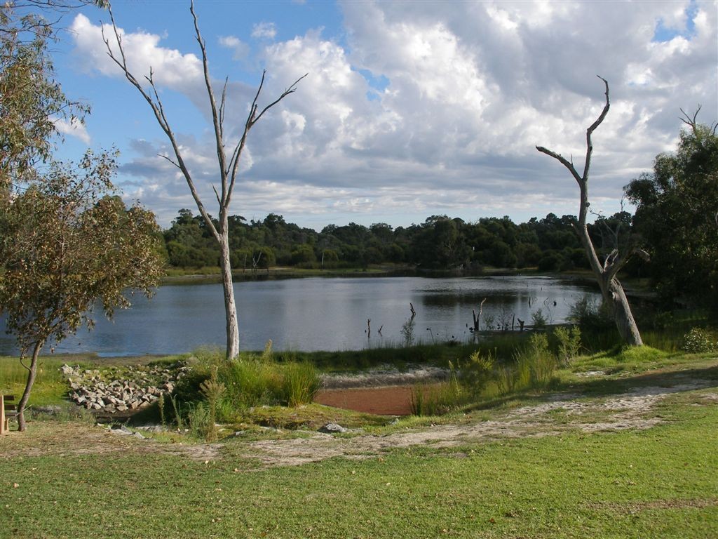 Mount Pleasant, WA, Small lake with surrounding grass and trees