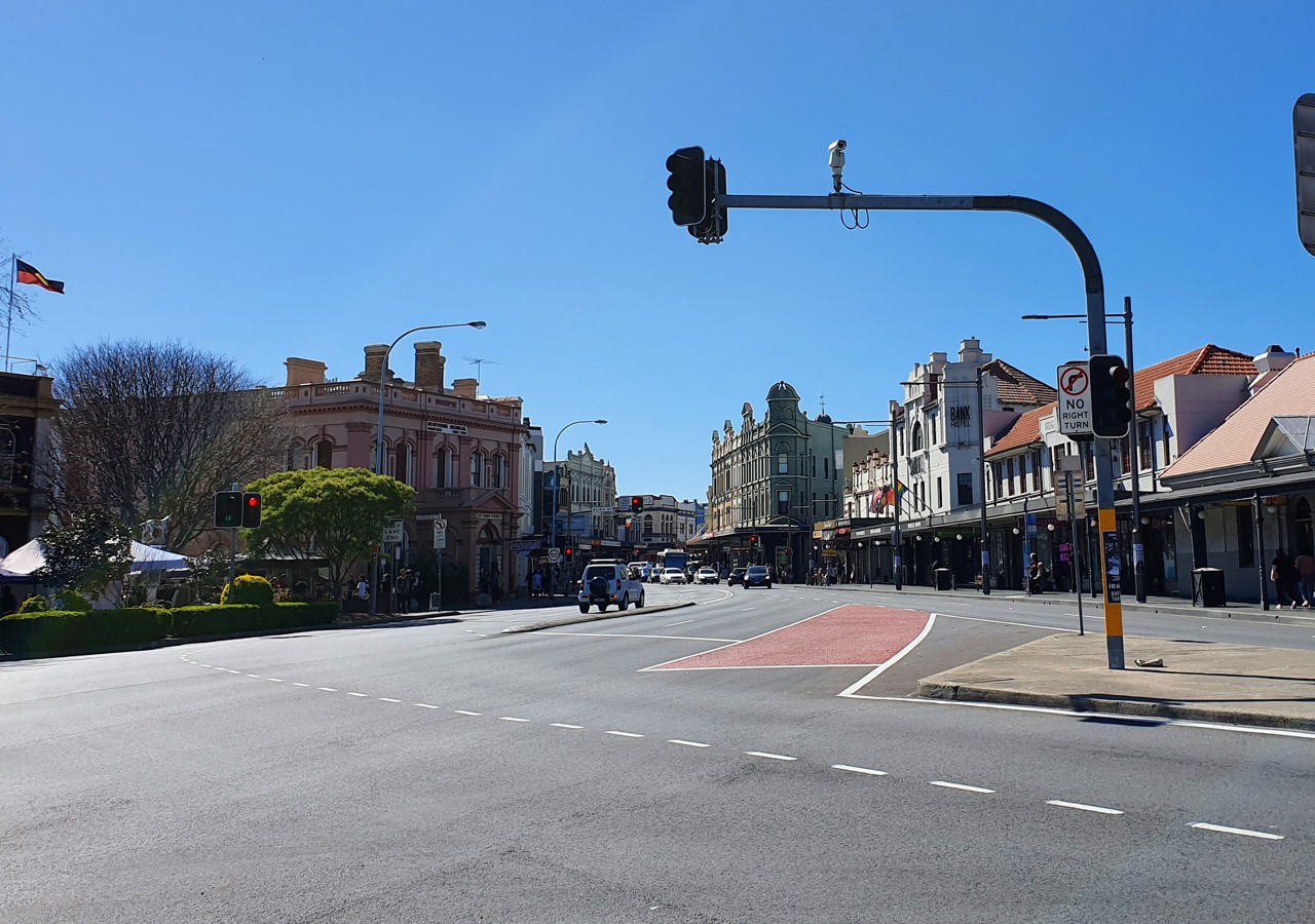Newtown, NSW, Intersection with heritage buildings and traffic lights