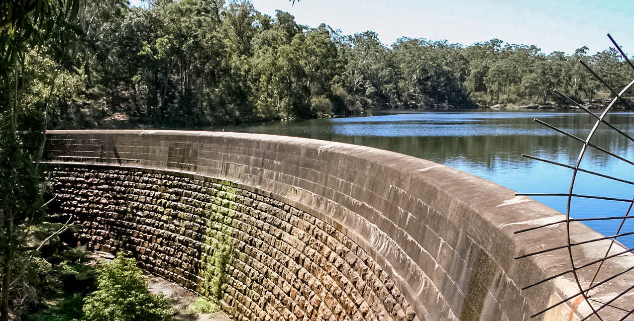 North Parramatta, NSW, Lake Parramatta dam and surrounding bushland