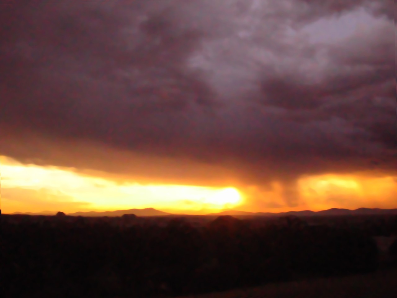 North Tamworth, NSW, Sunset with storm clouds over distant hills