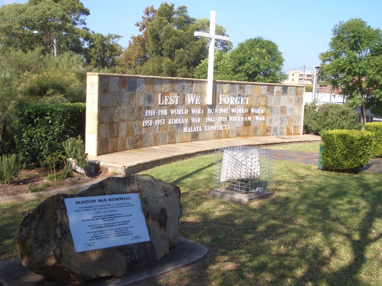 Padstow, NSW, War memorial with a large cross