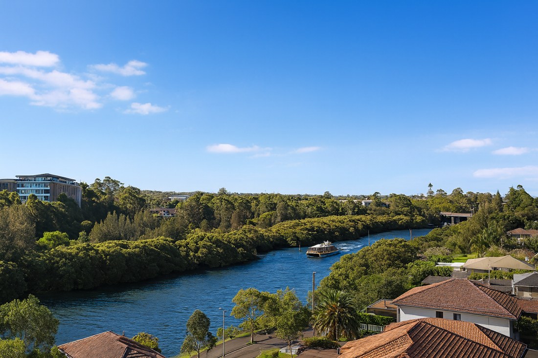 Parramatta, NSW, Boat gliding along the Parramatta River