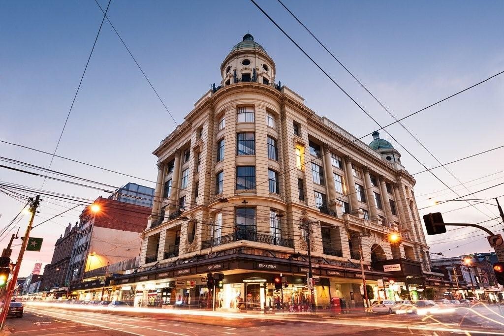 Prahran, VIC, Historic building with domes at street intersection