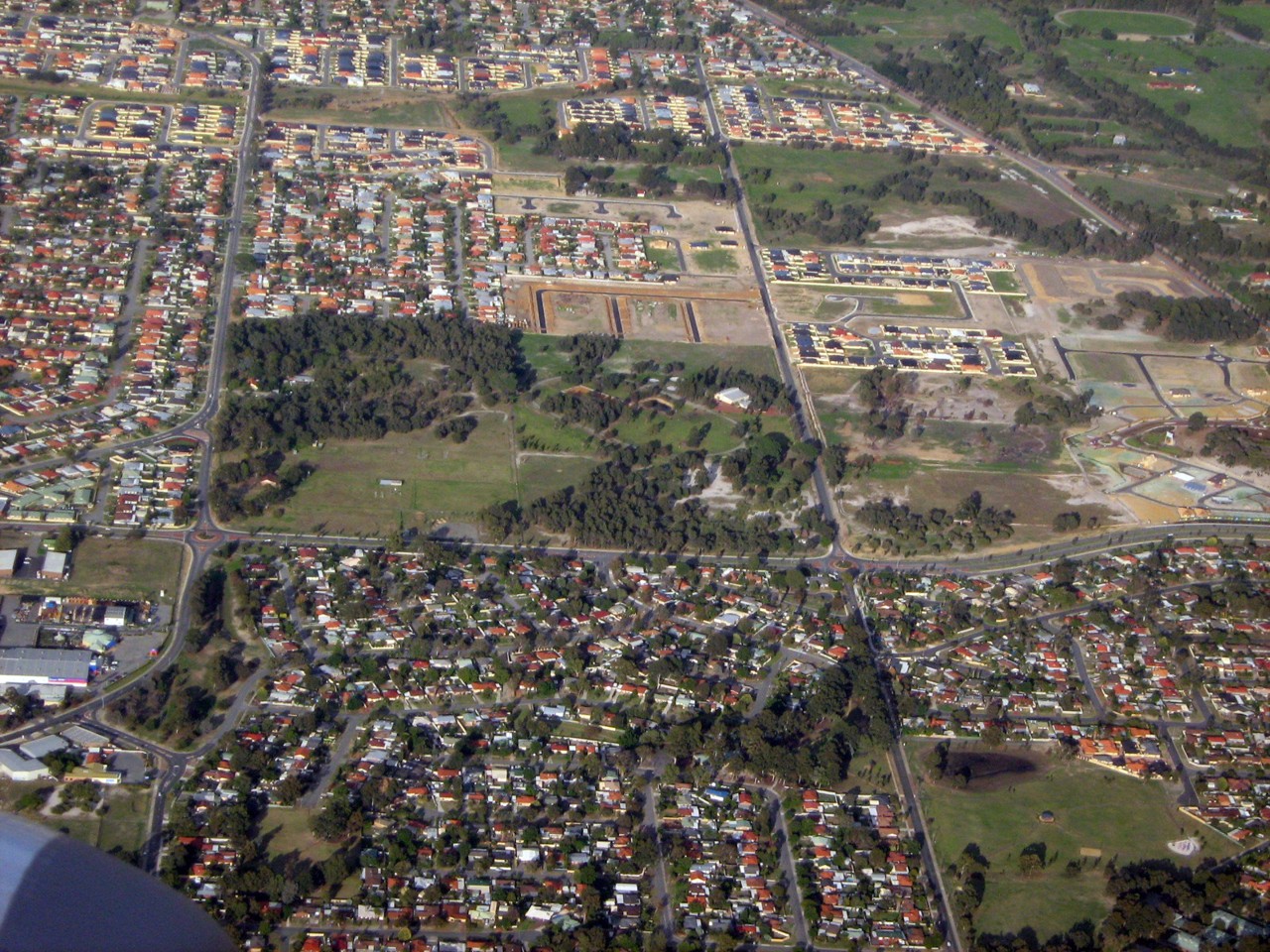 Seville Grove, WA, Aerial view of suburban residential area