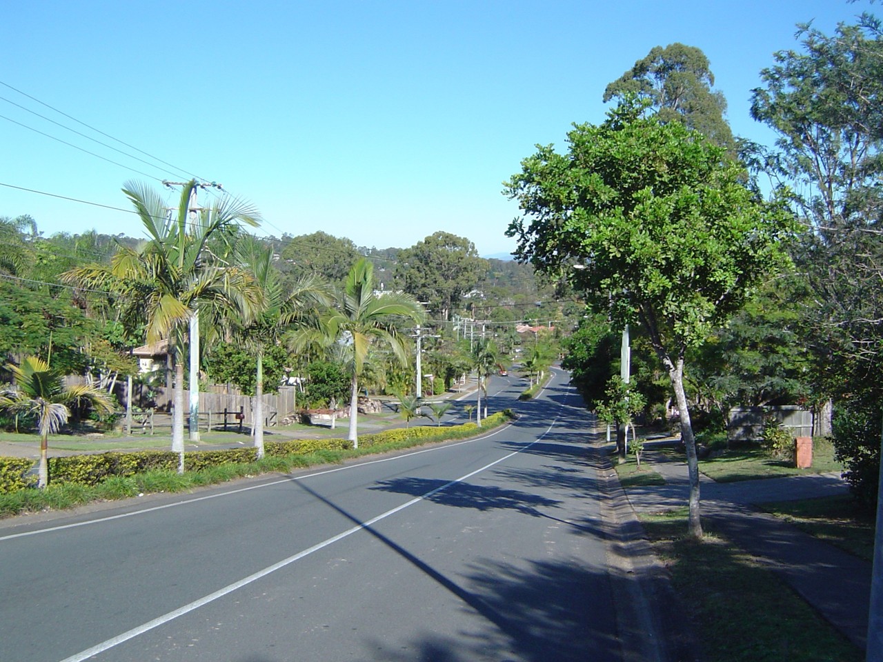 Shailer Park, QLD, Tree-lined street with distant hills view
