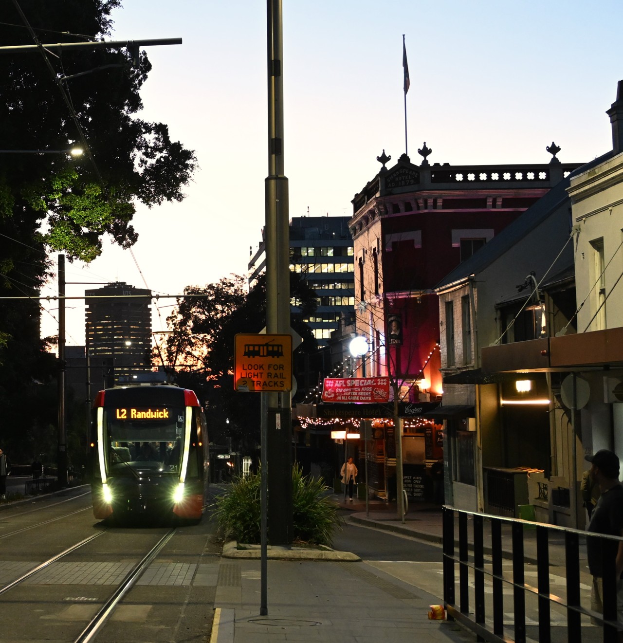 Surry Hills, NSW — Light rail tram on a city street