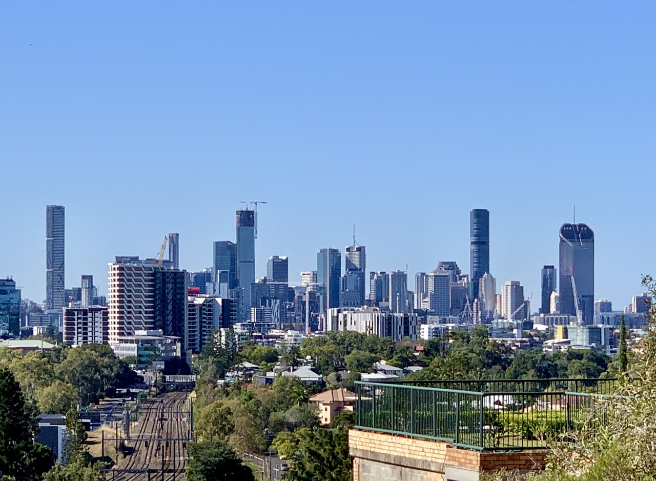 Taringa, QLD, View of Brisbane city skyline from a distance