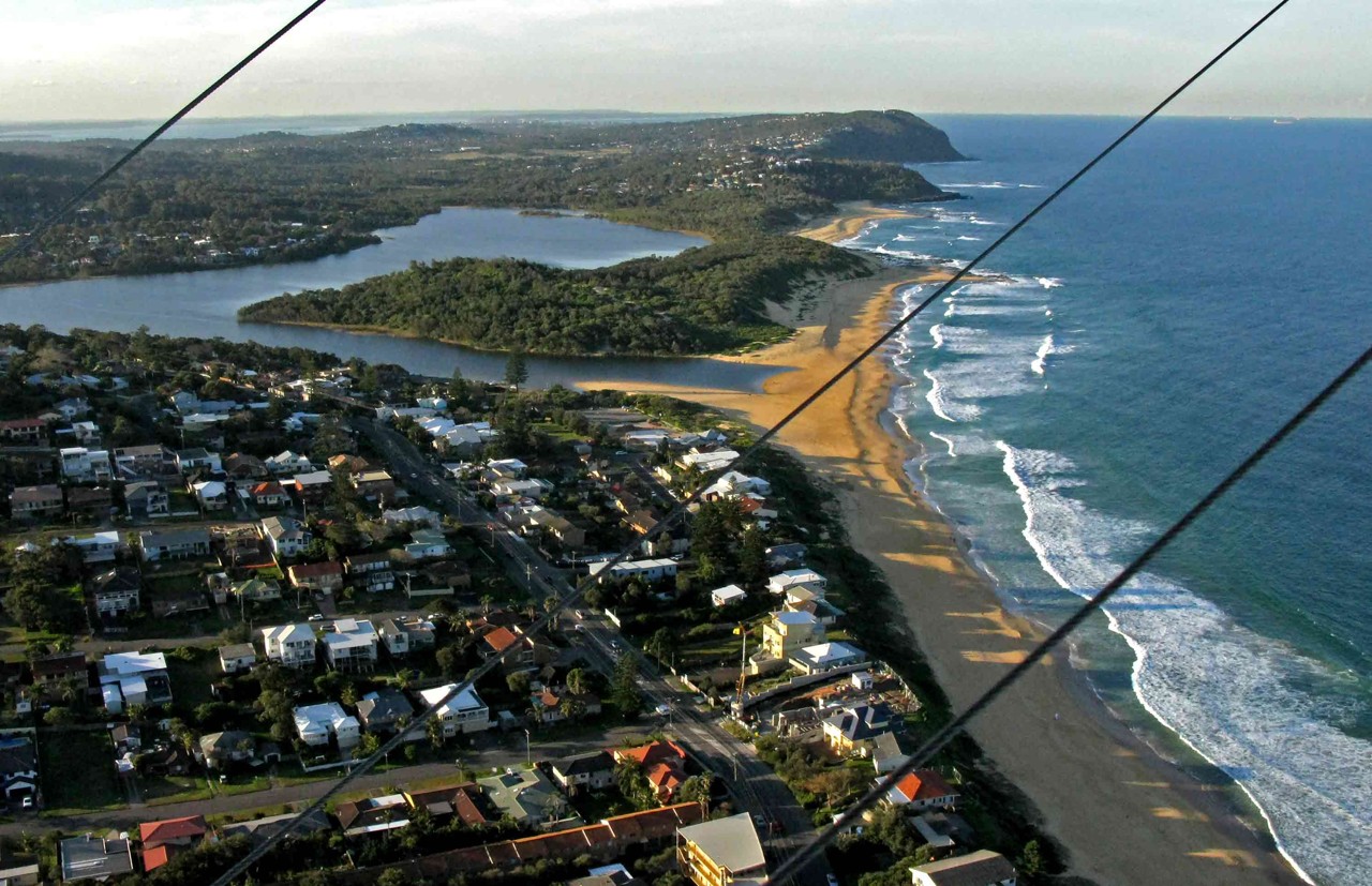Wamberal, NSW, Aerial view of beach and residential area