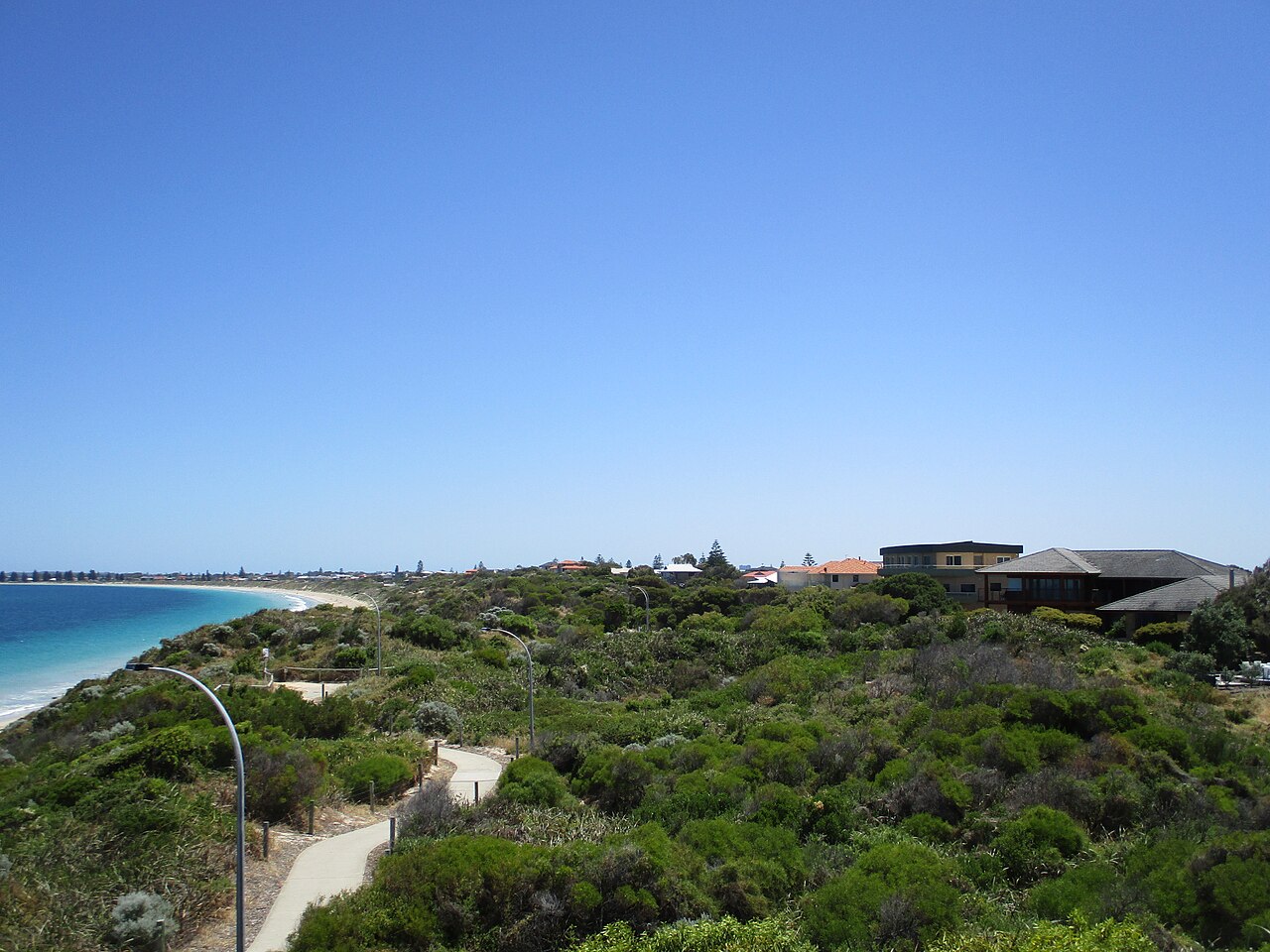Warnbro, WA, Coastal view with path and ocean