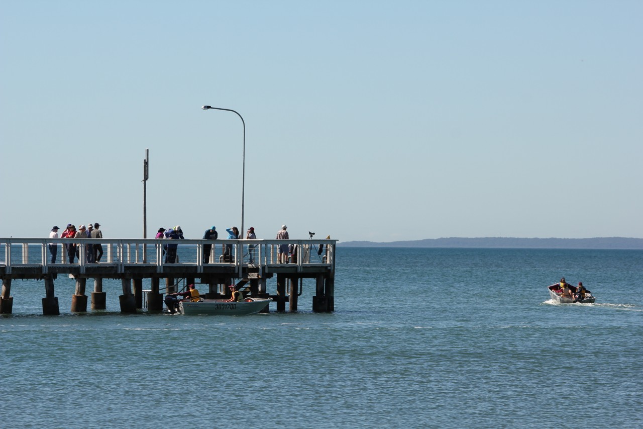 Wellington Point, QLD, People on a pier over calm water