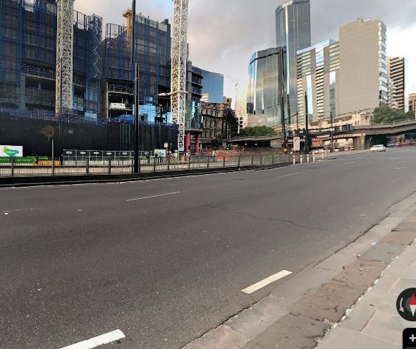 Flinders St, Docklands from the kerb